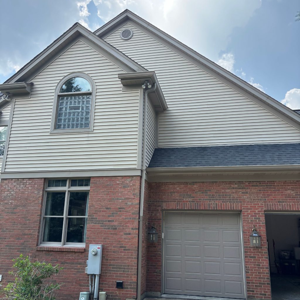 After — House washing — vinyl siding with heavy algae growth