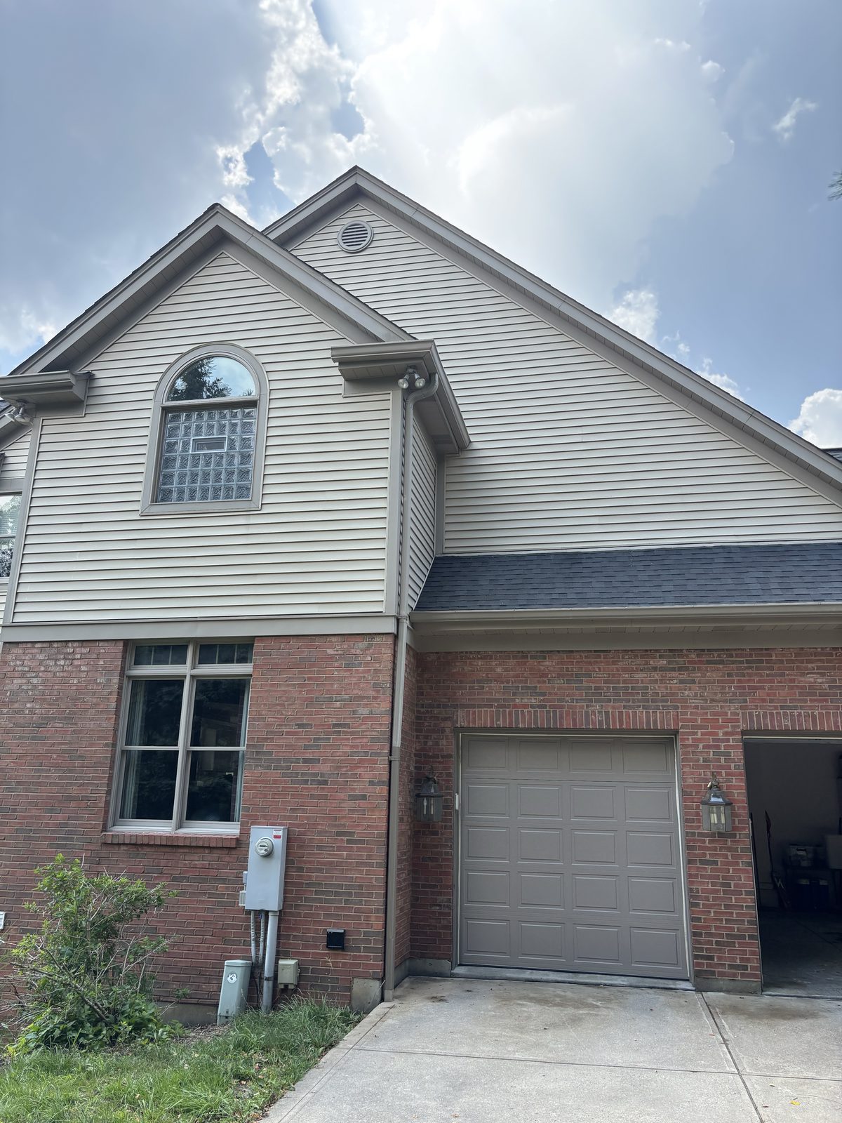 After — Vinyl siding, algae growth removed from gable and eaves by Shine in Cincinnati