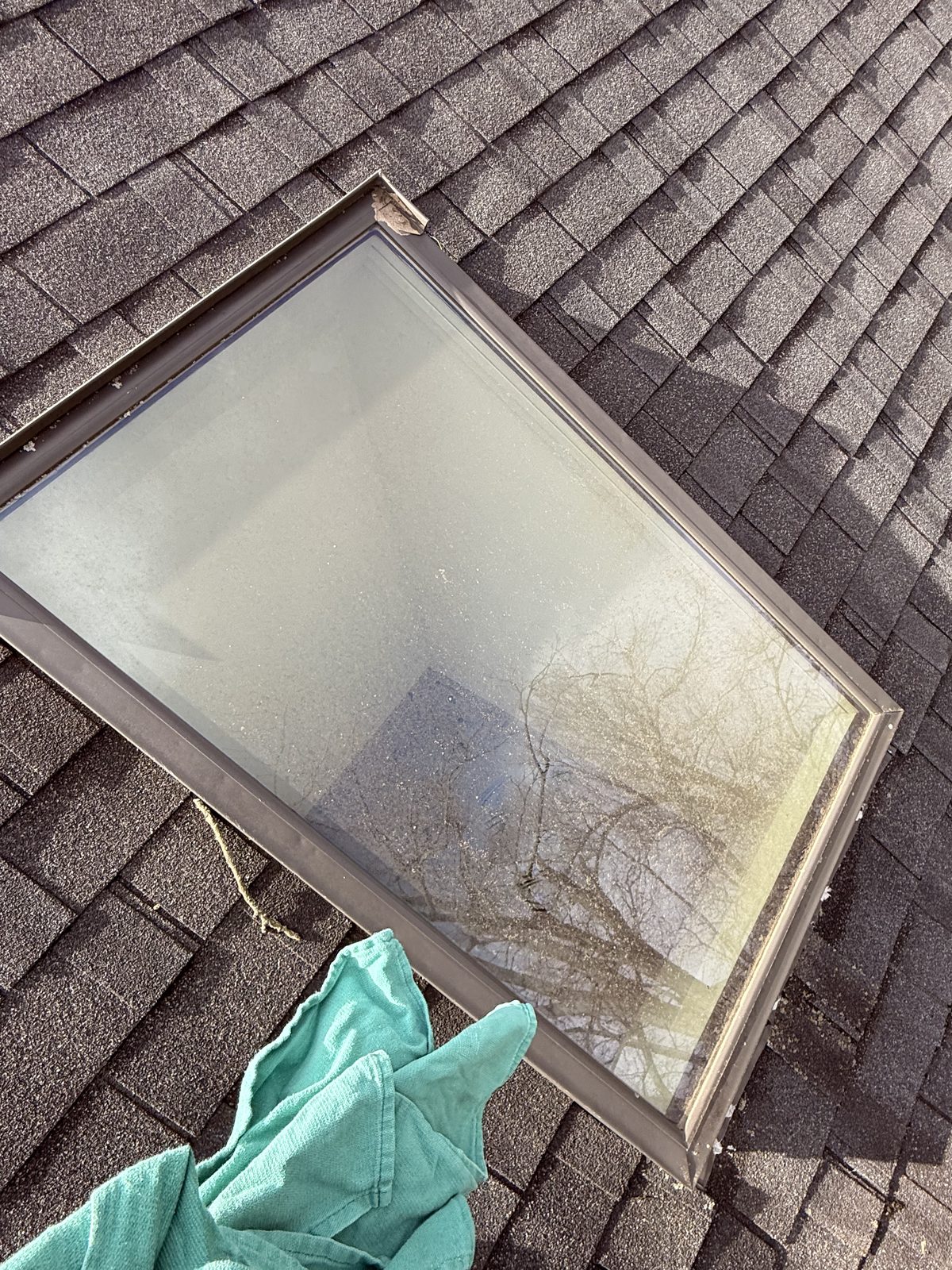 Before — Window cleaning — skylight glass, hard water and grit removed